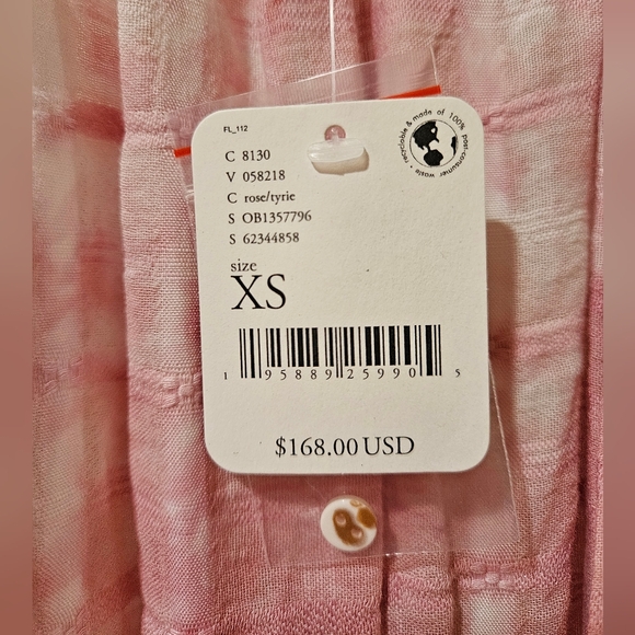 Free People Edie Maxi Dress LS Button Front Tiered Pleated Washed Rose XS NWT - Picture 5 of 16